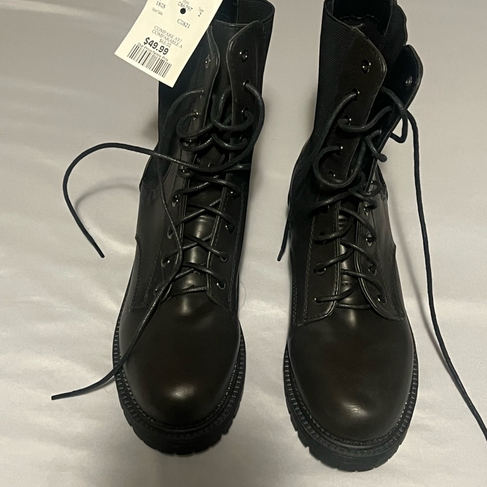 Black Lace-Up Combat Boots